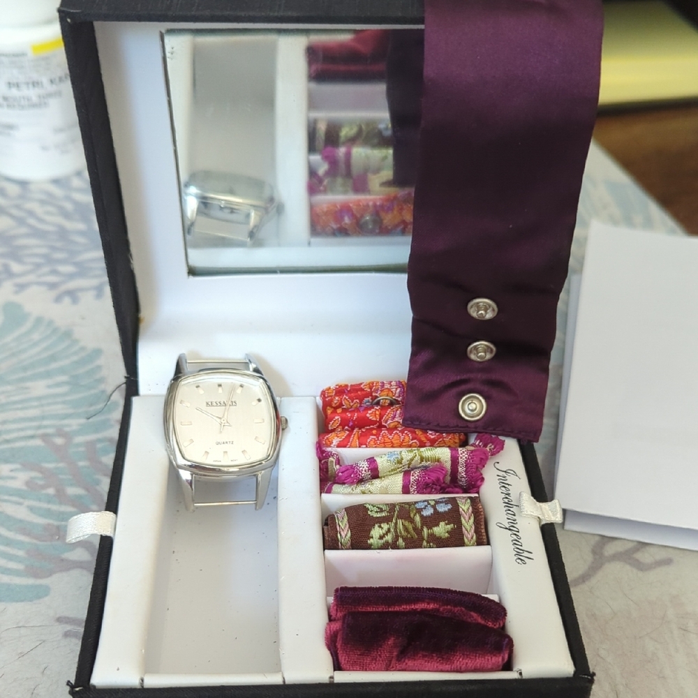 Maxima Silver Watch with Rich Purple Accents